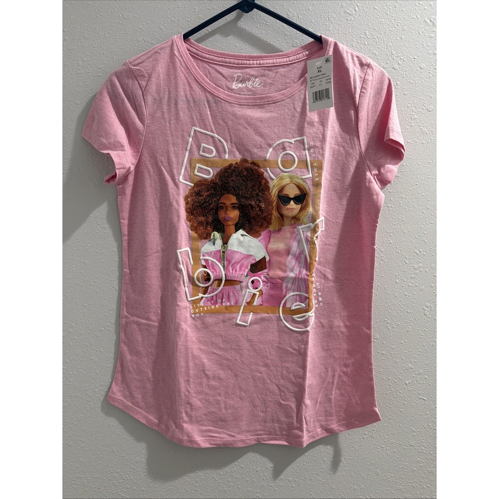 EPC Barbie Graphic Tee Begonia Pink Youth Girls XL NWT Mattel Toys Kids Casual